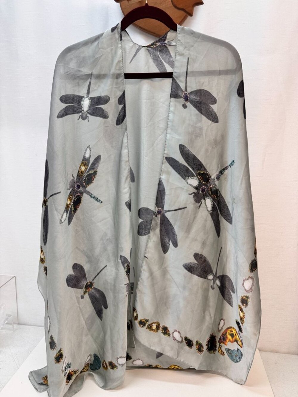 Womans Kimono Style Wrap -Dragonfly Print -One size Semi Sheer